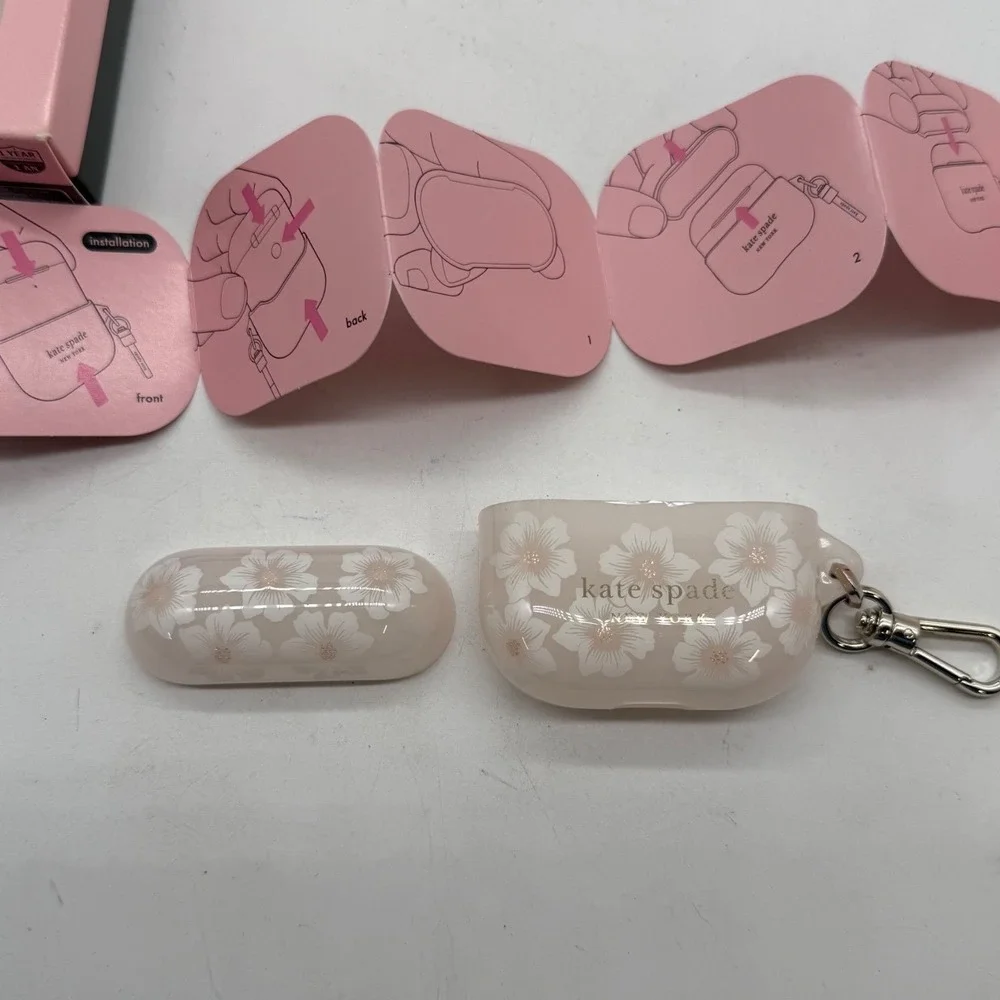 Kate Spade AirPods Case Protective Wireless Charging Compatible Floral white nwt